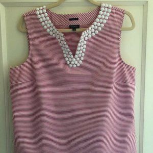 Talbots Sleeveless Top with White Bead Detail
